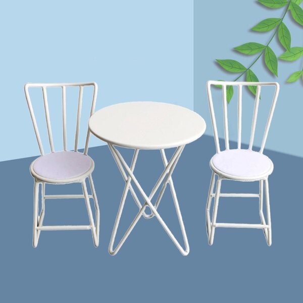 Set vintage tavolo e sedie in metallo per casa delle bambole scala 1:6 bianco