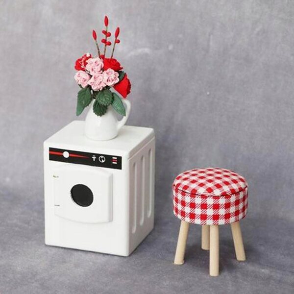 Set Miniature Mobili per Casa delle Bambole 1:12 Cucina Bagno Lavatrice in Legno