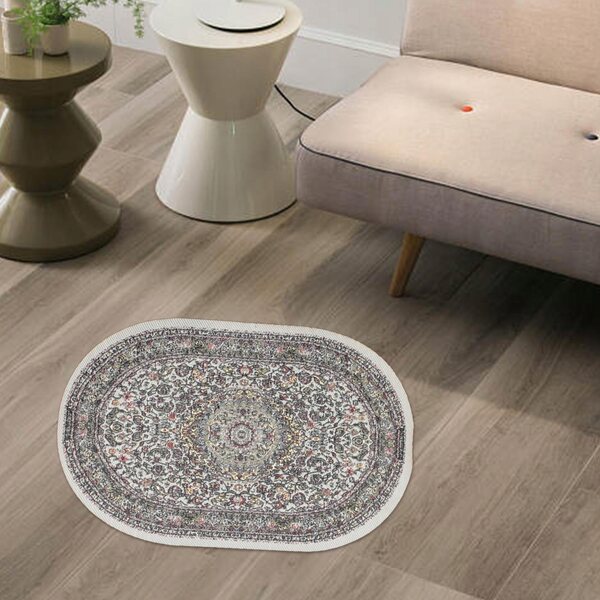 Miniatura tappeto ovale per casa delle bambole 1:12 stile turco 15x9,5 cm