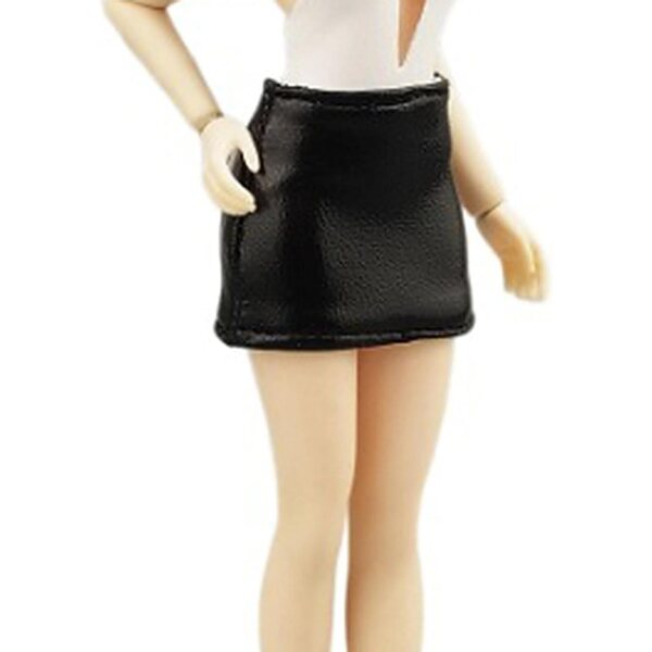Enger PU-Minirock für 1/12 Actionfigur – Schwarz, lässiger Retro-Stil
