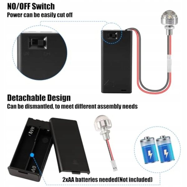 Mini lampade LED per case delle bambole con luce calda e batterie AA – set 2 pezzi