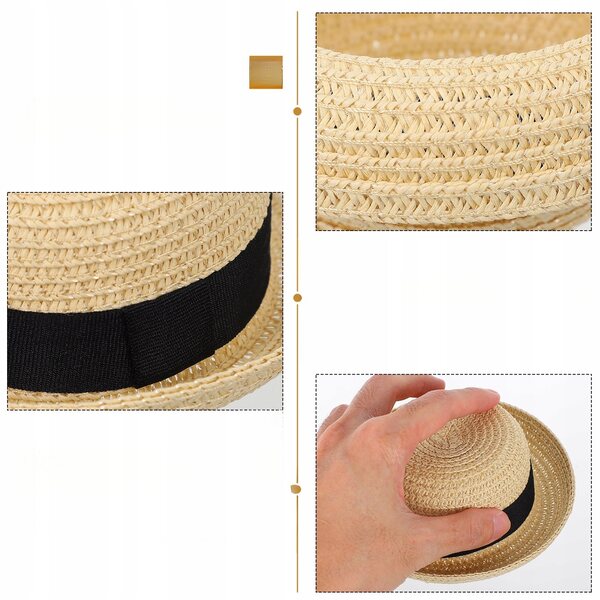 Mini cappello di paglia per bambole, decorazione artigianale elegante e resistente