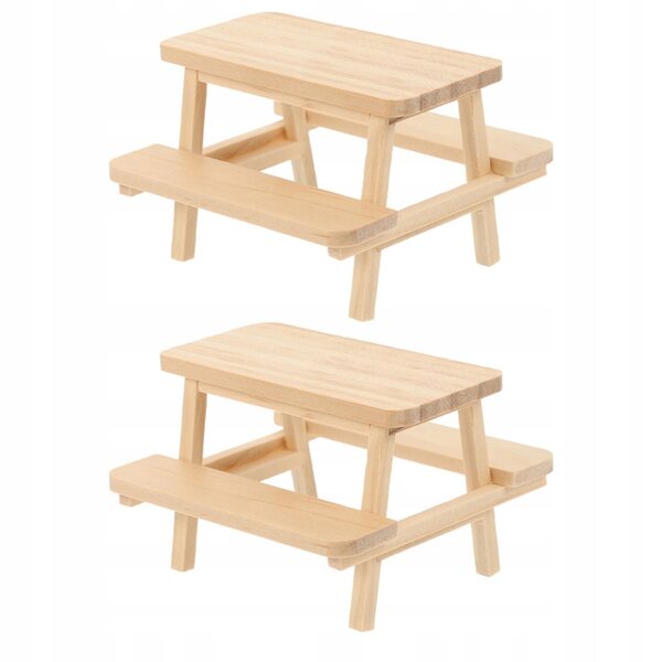 Lot de 2 mini meubles en bois pour maison de poupées, table et chaises jaune clair