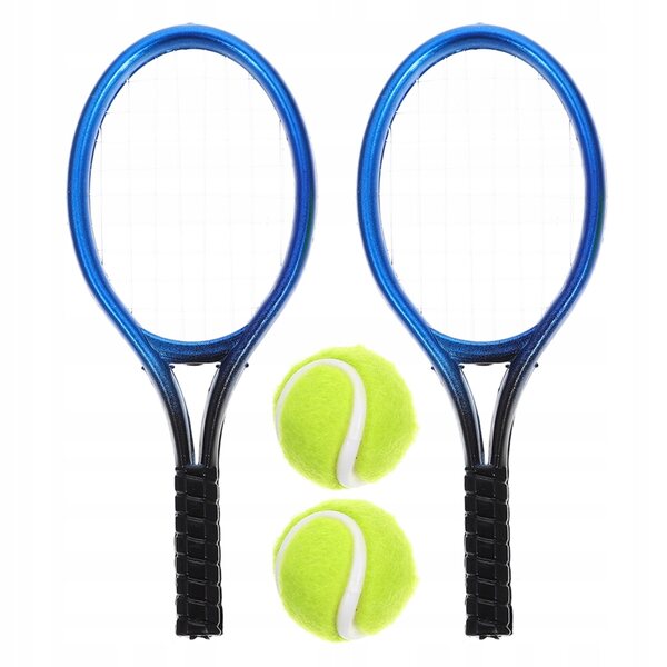 Mini Set Tennis in Plastica Blu con 2 Racchette e 2 Palline per Domini di Bambole