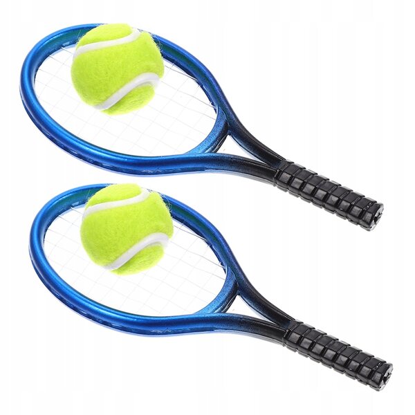 Mini Set Tennis in Plastica Blu con 2 Racchette e 2 Palline per Domini di Bambole