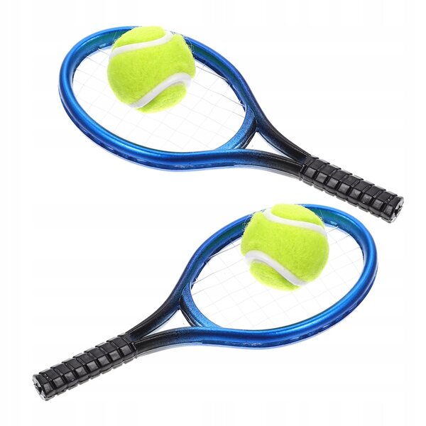 Mini Set Tennis in Plastica Blu con 2 Racchette e 2 Palline per Domini di Bambole
