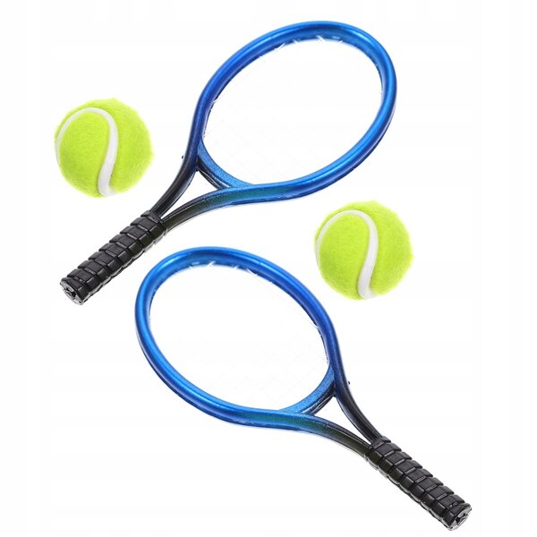Mini Set Tennis in Plastica Blu con 2 Racchette e 2 Palline per Domini di Bambole