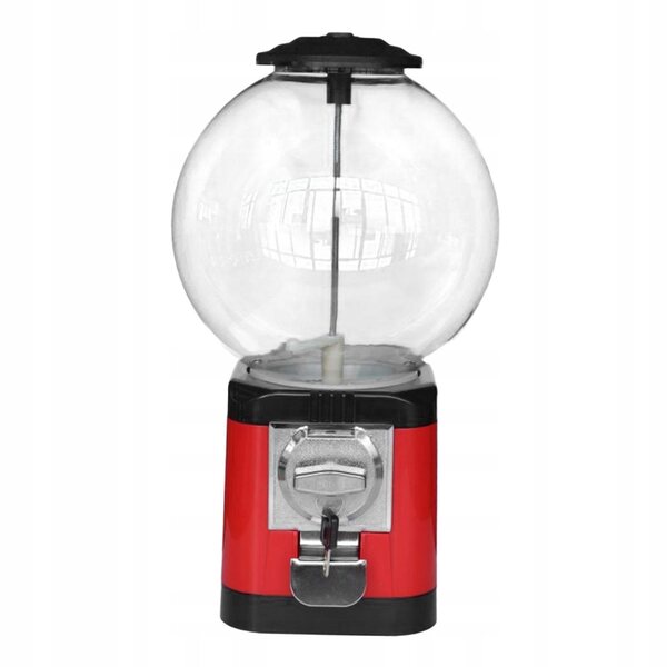 Mini dispenser per caramelle rosso da tavolo, compatto e resistente in metallo