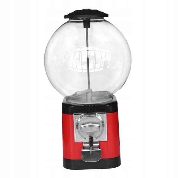 Mini dispenser per caramelle rosso da tavolo, compatto e resistente in metallo