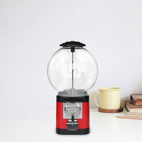 Mini dispenser per caramelle rosso da tavolo, compatto e resistente in metallo