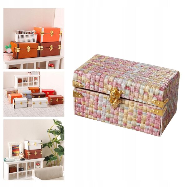 Miniatura valigia 1:12 per casa delle bambole in legno, mobili e accessori colorati