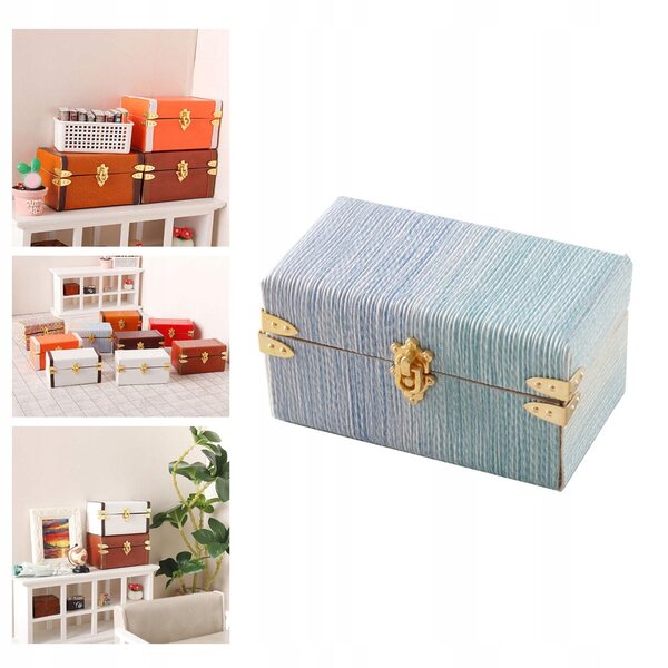 Miniatura valigia casa delle bambole 1:12 in legno blu per arredamento
