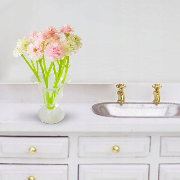 Mini fiore in vaso scala 1:12 decorazione miniatura stile bonsai rosa