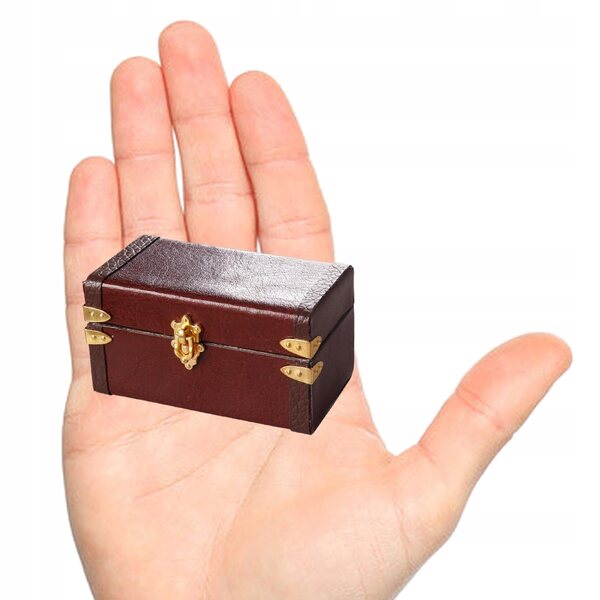 Miniatura Valigia 1:12 in Legno per Casa delle Bambole Caffè Scuro