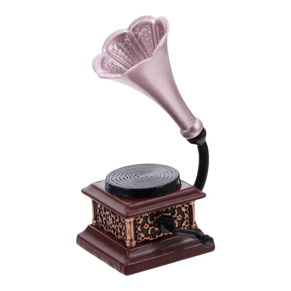 Dekoratives Vintage-Mini-Grammophon für Puppenhäuser und Sammler, realistische Details