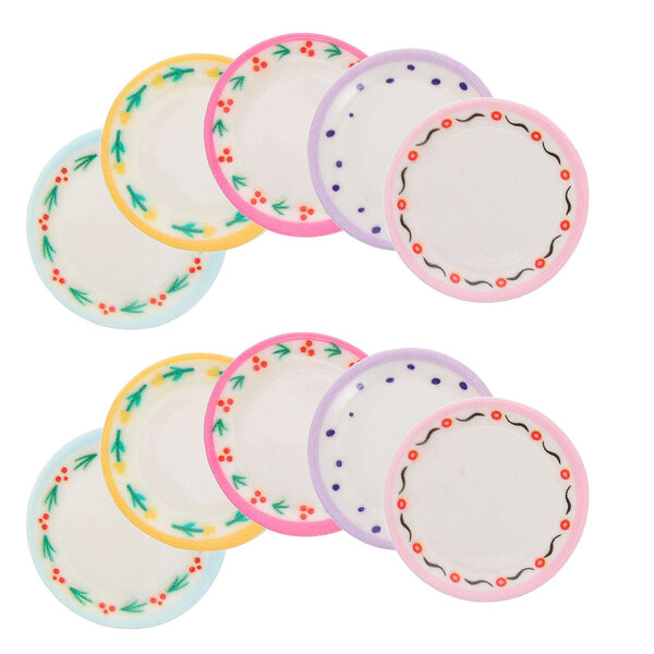 Lot de 10 Mini Talerzi décoratifs pour cuisine de maison de poupée en résine