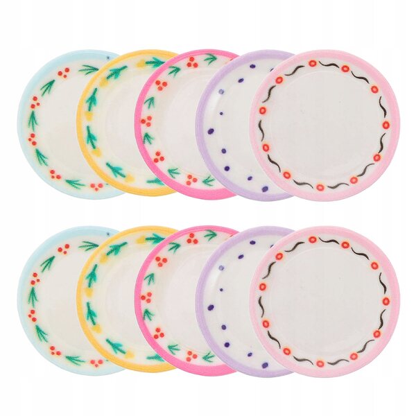 Lot de 10 Mini Talerzi décoratifs pour cuisine de maison de poupée en résine