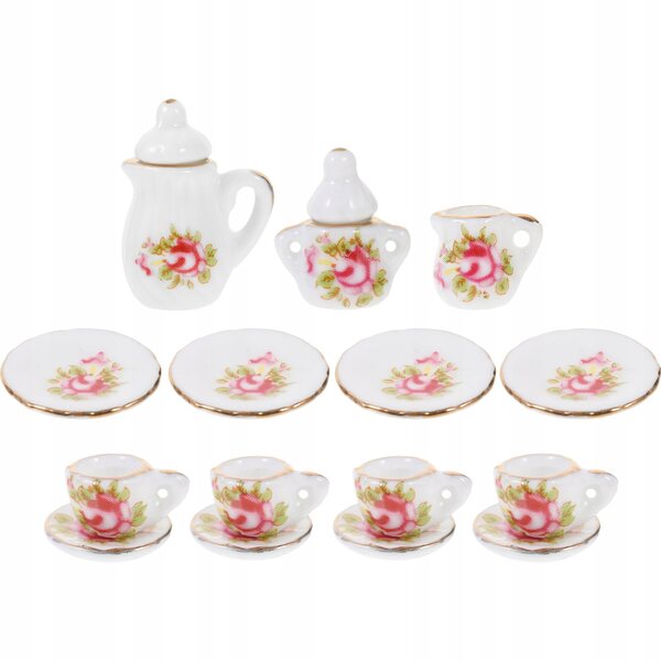 Mini set da tè in ceramica per casa delle bambole, decorazioni e giochi