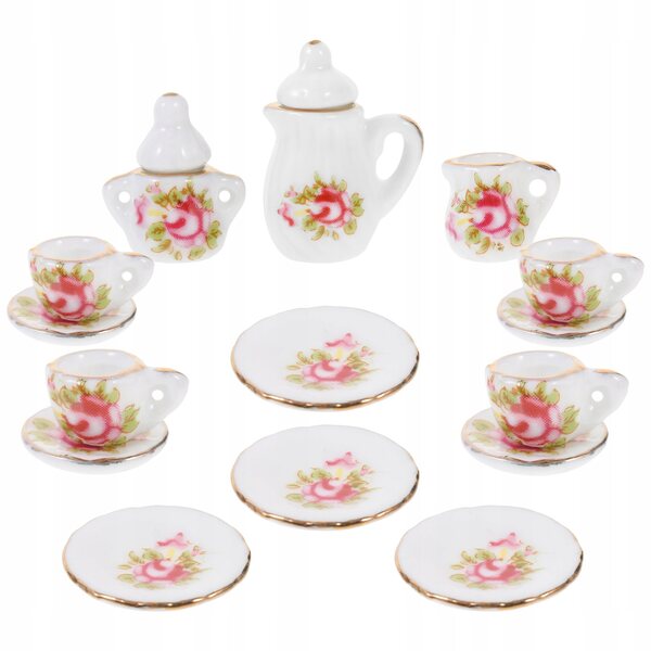Mini set da tè in ceramica per casa delle bambole, decorazioni e giochi