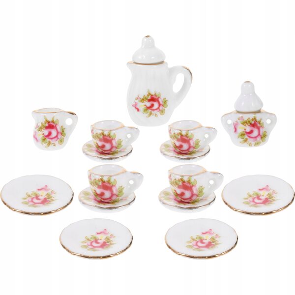 Mini set da tè in ceramica per casa delle bambole, decorazioni e giochi