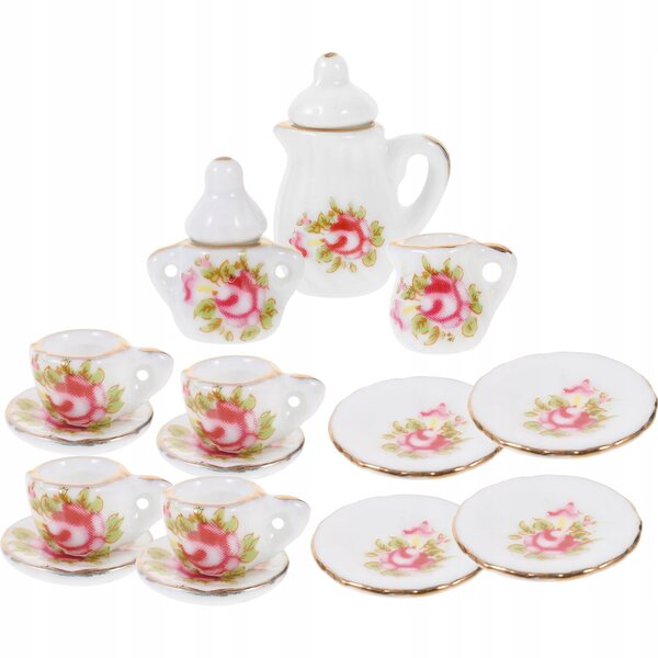 Mini set da tè in ceramica per casa delle bambole, decorazioni e giochi