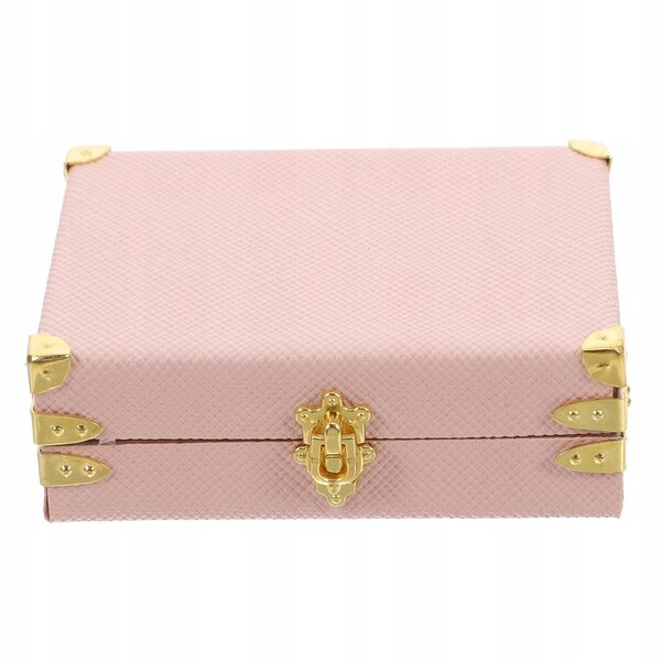 Mini valigia retro rosa in legno e pelle PU per casa delle bambole e micro paesaggi
