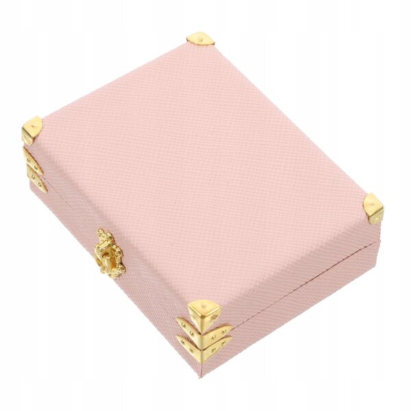 Mini valigia retro rosa in legno e pelle PU per casa delle bambole e micro paesaggi