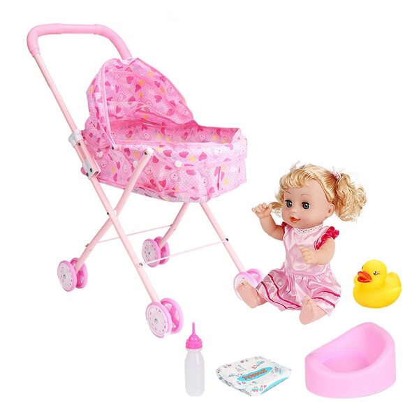Landau pliant avec poupée pour enfants, jeu de rôle et décoration