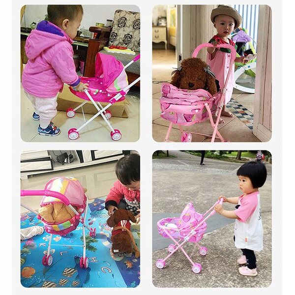 Landau pliant avec poupée pour enfants, jeu de rôle et décoration