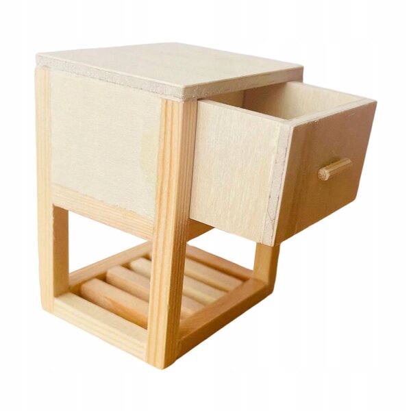 Holzminiatur Nocny Stojak mit Schublade für Puppenhaus