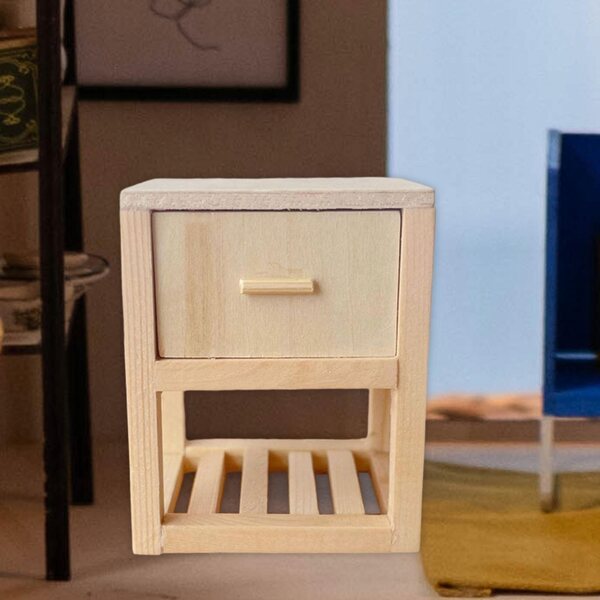 Holzminiatur Nocny Stojak mit Schublade für Puppenhaus