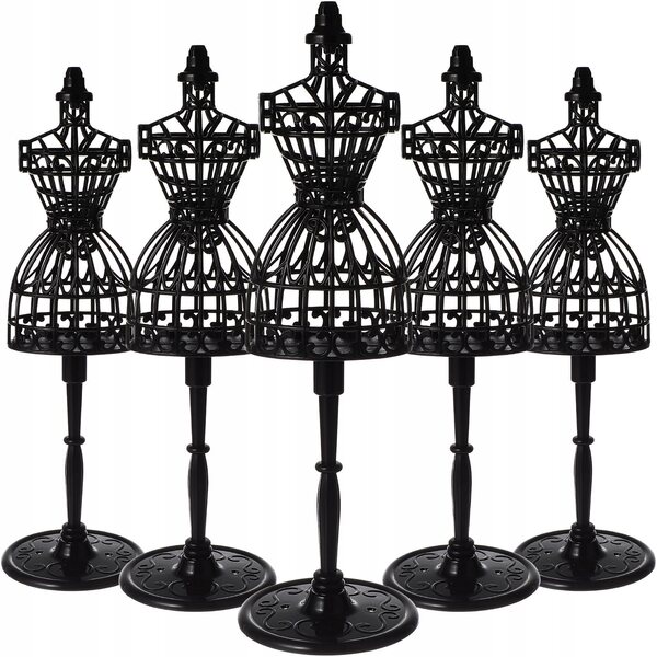 Set 12 Manichini Miniature in Plastica per Abiti di Bambole Neri 21 cm