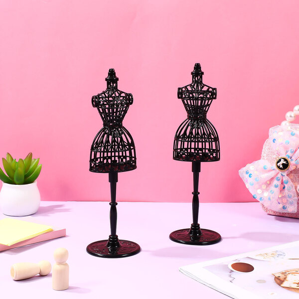 Set 12 Manichini Miniature in Plastica per Abiti di Bambole Neri 21 cm