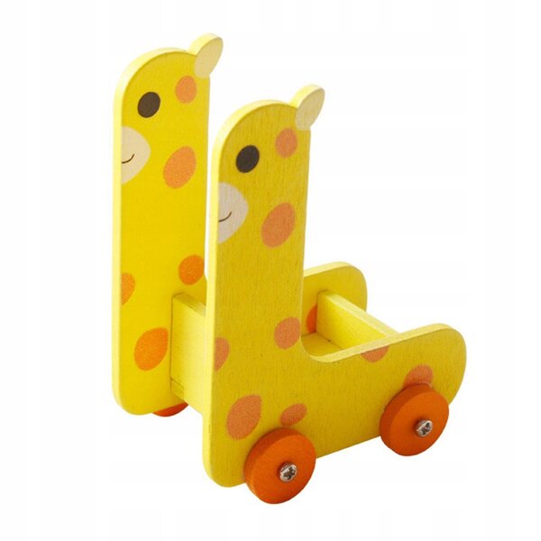 1:12 Mini-Spielzeugwagen aus Holz mit Giraffen-Dekoration für Puppenhaus