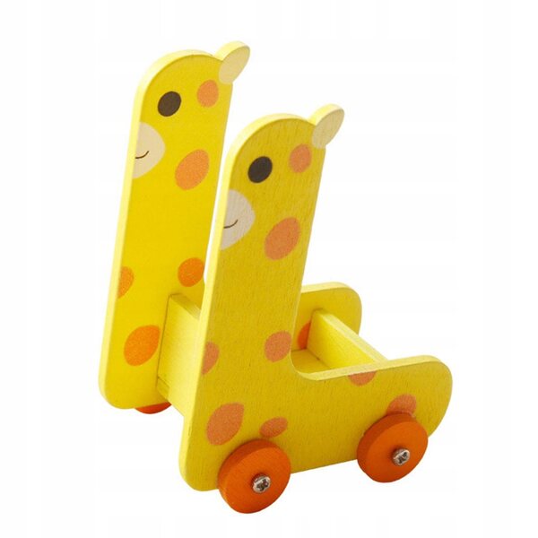 1:12 Mini-Spielzeugwagen aus Holz mit Giraffen-Dekoration für Puppenhaus