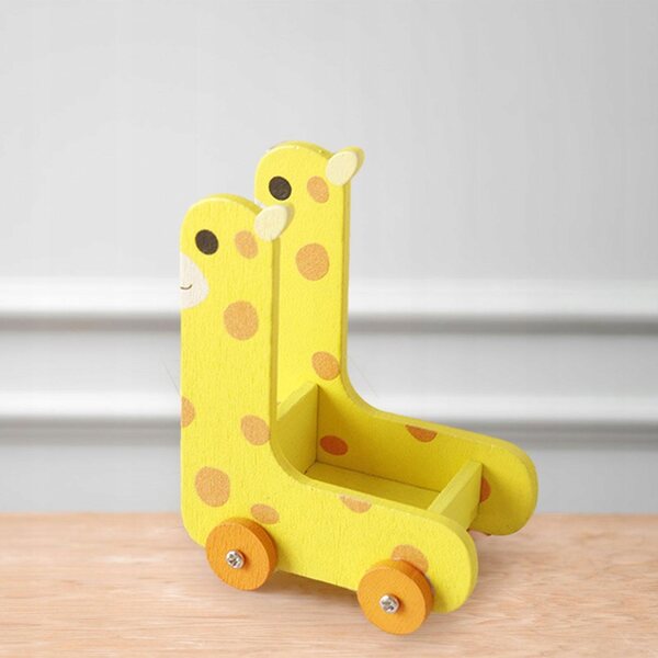 1:12 Mini-Spielzeugwagen aus Holz mit Giraffen-Dekoration für Puppenhaus