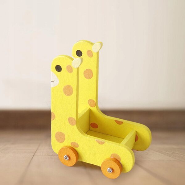 1:12 Mini-Spielzeugwagen aus Holz mit Giraffen-Dekoration für Puppenhaus