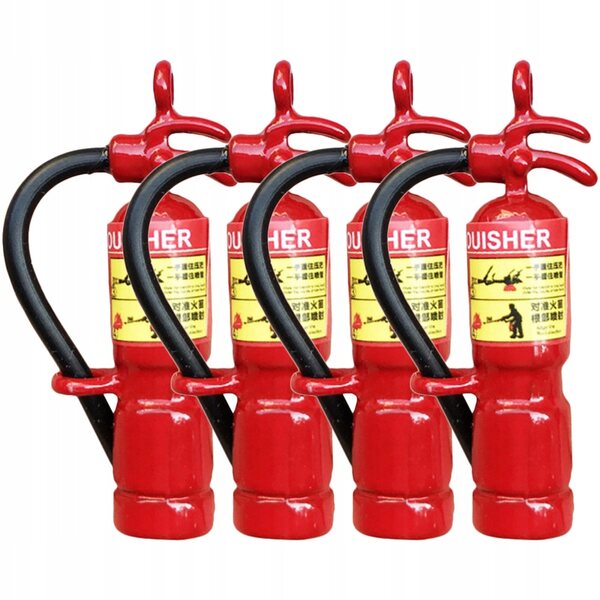 Lot de 4 Mini Extincteurs en Métal Rouge pour Mini Décorations de Maison et Dioramas