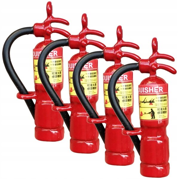 Lot de 4 Mini Extincteurs en Métal Rouge pour Mini Décorations de Maison et Dioramas