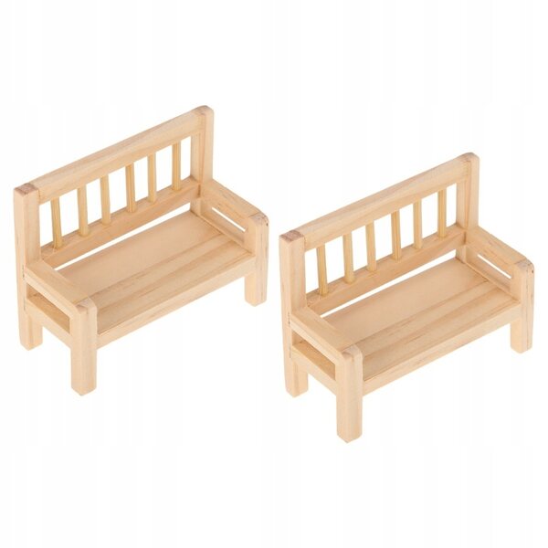 Miniatura panca in legno per casa delle bambole, set da 2 pezzi, 8x6x6 cm