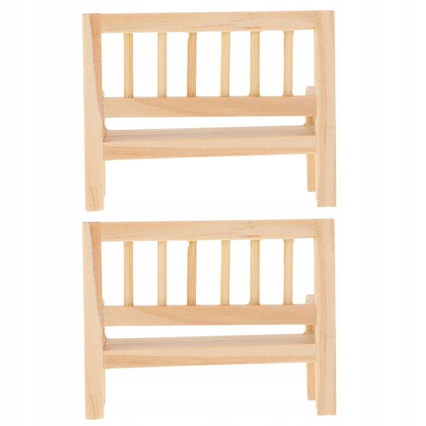 Miniatura panca in legno per casa delle bambole, set da 2 pezzi, 8x6x6 cm