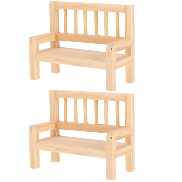 Miniatura panca in legno per casa delle bambole, set da 2 pezzi, 8x6x6 cm