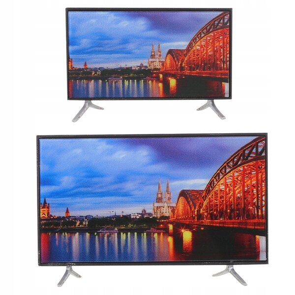 Mini Modello Televisore Decorativo per Case delle Bambole - Set 2 Pezzi