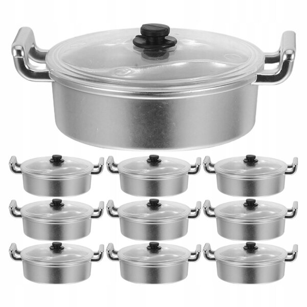 Lot de 10 mini pots en plastique réalistes pour cuisines jouets pour enfants