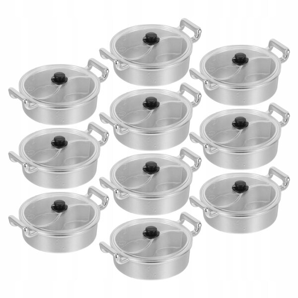 Lot de 10 mini pots en plastique réalistes pour cuisines jouets pour enfants