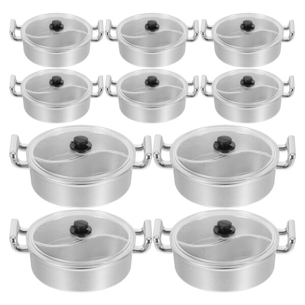 Lot de 10 mini pots en plastique réalistes pour cuisines jouets pour enfants