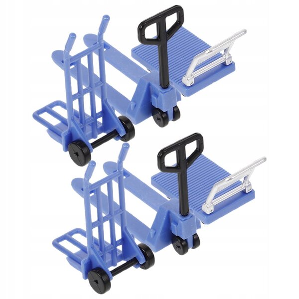 Set 2 Mini Modelli Giocattolo di Carrelli Elevatori e Piattaforme in Plastica