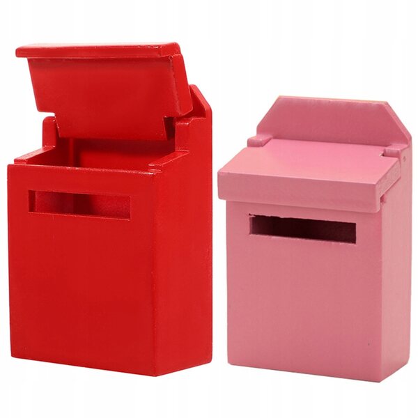 Set 2 Mini Scatole Postali in Legno Colorate per Decorazione Casa e Miniature