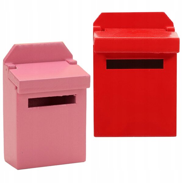 Set 2 Mini Scatole Postali in Legno Colorate per Decorazione Casa e Miniature