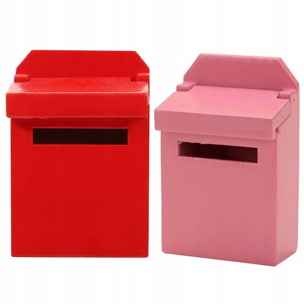 Set 2 Mini Scatole Postali in Legno Colorate per Decorazione Casa e Miniature